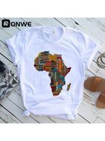 Africa Map Graphic Wounisex T-Shirts 2021 Summer Harajuku Female Tops Tee Girl White Printed Clothes Streetwear,Drop Ship S įvairiaspalvis