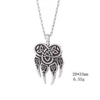 Teamer Viking Slavic Pendant Necklace For Women Men Veles God Symbol Warding Veles Bear Paw Talisman Amulet Necklaces Jewelry sidabras