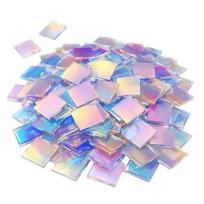 300/500Pcs Mini Iridescent Acrylic Squares, Translucent Holographic Tiles, Rainbow Acrylic Sheets for Mosaic Art, DIY Crafts, Light & Shadow Projects 2cm 300pcs