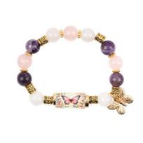 Blessing Birds Bracelet with Premium Gift Box Bracelet with Pink Multicolor Beads Elastic F