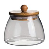 Seasoning Storage Jar with Bamboo Lid Silicone Seal Glass Container Clear Glass for Tea Spices Dry Goods Kitchen S