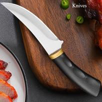 Compact D2 Steel Fruit Knife with Ergonomic Black Handle for Multifunctional Use 1pcs