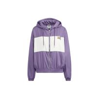 Adidas Originals FW22 Logo Print Patchwork Hooded Jacket Women Outerwear Purple HS1934 S