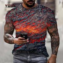 Men's T-Shirt Magma Smash Lightning Thunder Summer Fashion Top Casual Men's Abstract 3D Print Short Sleeve S
