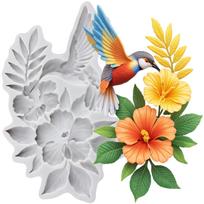 Hummingbird Silicone Mold Flower Fondant Molds Cake Decorating Tools Cupcake Topper Candy Resin Clay Chocolate Gumpaste Mold pilka spalva
