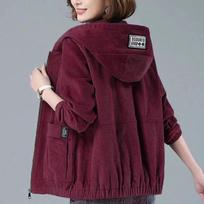 Women's Corduroy Coat Female New Plus-size Loose Jacket Casual Middle-aged Mother Overcoat M