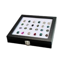 Practical Glass Top Jewelry Display Case Organizers Display Holders for Gemstones and Crystal Storage with Sponge Lining S