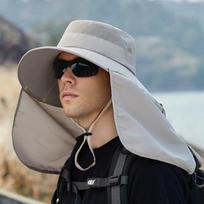 Outdoor summer neck protection sun shading fishing bike hat sun protection mask hat oversized Brim dual-purpose fisherman hat smėlis