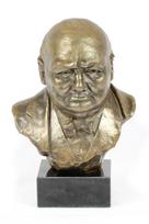 Winston Churchill - marble bust, statuette of a famous person, decoration for office, school, and hotel by the Art-Dog brand ruda