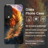 Estetiškas Fenikso Ugnies Plunksnos Rašto Grūdinto Stiklo Telefono Dėklas, skirtas Huawei Honor 400 200 Lite 100 Pro 90 Magic 7 6 5 Pro Dangtelis Honor 200