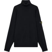 Stone Island Solid Color Logo Embroidered Pattern High Neck Pullover Sweater Men sweater Black 8115525C4-A0029 XL