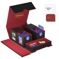 5 viename kortų dėžutė Pokemon Black Bolt MTG TCG sporto kortoms Prekybos kortų laikymo dėžutė Kortos 4 kortų dėklai su dangteliais ir pertvaromis raudona