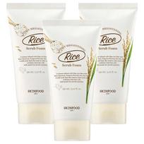 SKINFOOD Rice Daily Brightening Scrub Foam 150ml (3-Pack) - Gentle Exfoliating & Illuminating Face Wash - Radiant Korean Skincare Bundle