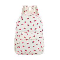 Korean Style Corduroy Strawberry Backpack for Trendy College Girls balta