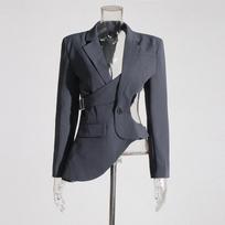 European and American Asymmetrical Slimming Suit Jacket with Hollow-Out Waist, New 2026 Niche Design. Small