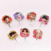 7pcs BTS Flower Cartoon Acrylic Wall Hooks, Bangtan Boys Cute Self-Adhesive Hooks, Kpop Fans Home Decor 7pcs