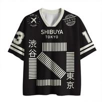 Tokyo Shibuya Street-style Summer 3D Printed Large-sized Men's T-shirt Loose and Comfortable Suitable for Daily Wear XXS