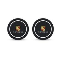 For Porsche Cayenne Panamera Macan 911 Taycan Boxster Cayman 918 Pajun 2pcs Car Coaster Water Cup Bottle Holder Anti-slip Pad