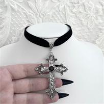 Gothic Cross Velvet Choker Necklace Punk Fashion Jewelry For Women 1pc