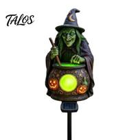 Solar Halloween Decorations Witch Cauldron Garden Stake Light, Waterproof Resin Glowing Yard Stakes Figurine Statue, Spooky Outdoor Pathway 1pc