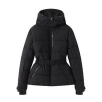 Women's Warm Skiing Series Waist Down Cotton Jacket Winter Hooded Slim Fit Jacket L
