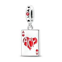 Originalūs Vario žaidimo kortų pakabukai Pokeris Džokeris Širdys Pikas Karūna Karoliukas Pakabukas Tinka apyrankei, kaklo papuošalui white