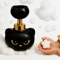 Automatinis katės letenos muilo dozatorius, mielas juodo katės putojantis muilo siurblys su letenos atspaudo puta, papildomas katės letenos muilo dozatorius vonios ir virtuvės dekoravimui
