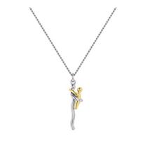 Yousheng Family Hug Pendant Necklace Adjustable Chain Length Two-Tone Silver Golden Emotional Design Necklace Mother Child Jewelry