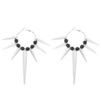 Gothic Style Alloy Hook Earrings Four Pointed Star/Thorns Rivet Ear Buckles Accessories for Punk Fashion Enthusiasts