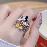 Childlike Cartoon Cute Mickey Mouse Ring Schoolgirl Personality Quirky Couple Girlfriend Index Finger Ring No specifications