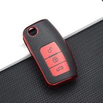 Car Key Case Cover for Ford Fiesta Focus Mondeo Falcon B-Max C-Max S-Max Eco Sport Galaxy Territory Keyless Shell Fob Protector raudona