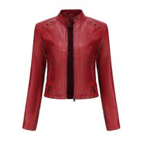 Women 'S Rivet Leather Jacket Women 'S Short Spring And Autumn Jacket Long Sleeve Women 'S Jacket Stand Collar Fashion Jacket S