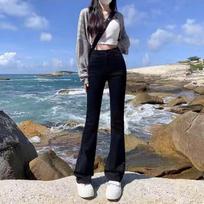 American Retro High-Waisted Brown Flare Jeans for Women - Stretchy, Slimming, Casual Long Pants for Spring and Autumn S