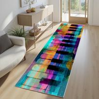 Piano Keyboard Pattern Runner Rug Vintage Musical Soft Non-Slip Carpet Retro Home Decor Music Note Floormat for Hallway Bedside 40X120CM