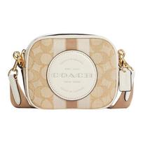 Coach Dempsey 14 Classic Plaid Jacquard Pebble Leather Camera Bag Women Shoulder Bag Light-Khaki C9120-IMDQC Basic Set (Bag+Dust Bag)