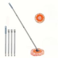 180° besisukantis valymo šluotos šepetys su ilga rankena - sutirštintas koralinis vilnos sienų ir lubų valytuvas grindims, langams ir kampams 1 set pack beige