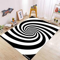 Black White Swirl Optical Illusion Area Rug , Non Slip Reduction Kids Rugs Carpet for Indoor Bedroom Living Room Office Decor Rug 40x60cm