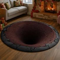 Skeleton Illusion Round Rug Spooky Optical Floor Carpet Fun Gothic Home Decor Gift for Living Room Horror Door Mat Rug 80cm x 80cm