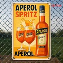 Senovinė Aperol Spritz skardinė lentelė 8x12 colių Rustic Metalinis sienos dekoras Pub Barui Kavinukei Virtuvei 20X30CM