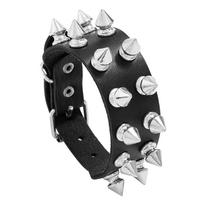 Hip Hop Vyriškas Sidabrinės Spalvos Dygliuotas Roko Apyrankių Rinkinys Moteriškas Vintage Punk Cosplay Juodas Gotiškas PU Odos Apvyniojama Apyrankė Emo Papuošalai