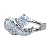 Angel Wing Rhinestone Wedding Band Ring AVE 7 sidabras