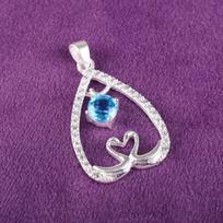 Swiss Blue Topaz Gemstone 925 Sterling Silver Jewelry Zircon Designer Pendant CZP-4-1