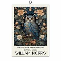 Exhibition Poster William Morri Lion Fox Rabbit Owl Deer Canvas Print Painting Botanical Art Wall Pictures For Living Room Decor 30x45cm No Frame gray