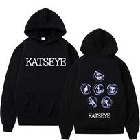 Women Korean Girl Group KATSEYE Album Graphic Hoodie Women Casual Fleece Vintage Sweatshirt Men's Oversized Streetwear S black