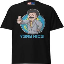Next Cult Brand Borat Very Nice! Funny Meme T-Shirt - Kazakhstan-Inspired Cartoon Tee - Hilarious Casual Top for Comedy Fans S