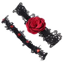 Bridal Garter Stretch Lace Leg Ring Set Red Rose Flower Garters Embroidered Stretch Garter Lace balta