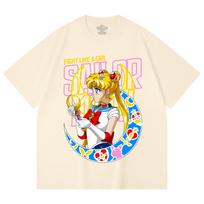 230 Gsm 100% Cotton Sailor Moon V8 Minako Print Unisex Heavy Cotton T Shirt XS abrikosas