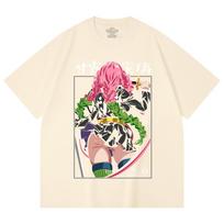 230 Gsm 100% Cotton Demon Slayer V75 Mitsuri Print Unisex Heavy Cotton T Shirt XS abrikosas