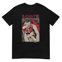 Men's Casual T-Shirt Mononoke Hime Princess with Wolf Red Mask Ukiyo-e Style Red Black White Graphic Print Short Sleeve Trendy 4XL