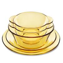 PYREX Corning Belle Amber Heat-Resistant Glass 5-Piece Dinnerware Set